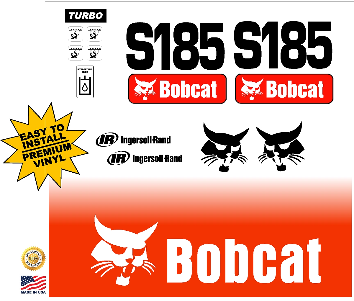 S185 Decals S185 Stickers Bobcat Skid Steer LOADER DECAL SET 2S 