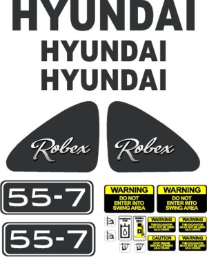 Hyundai Robex 55-7 replacement decal sticker kit.