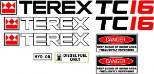 Terex TC16 replacement excavator sticker decal kit