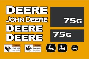 John Deere 75G Excavator loader replacement decal kit.