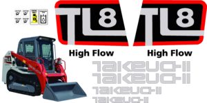 Takeuchi TL8 skid loader reproduction replacement decal kit.