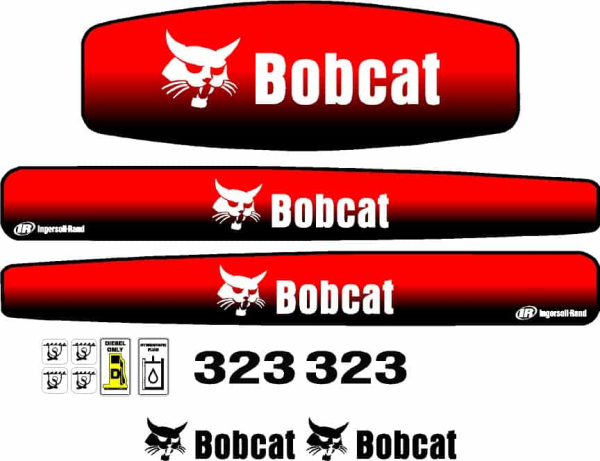 323 excavator replacement decal kit. Fits bobcat 323 mini ex. Made in the USA
