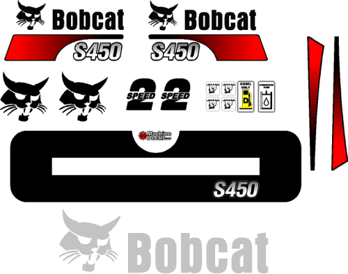 S450 replacement decal sticker kit fits bobcat curved stripe style.