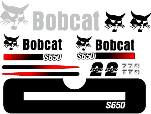 Bobcat S650 Replacement Decal Sticker Kit – Straight Stripe Style
