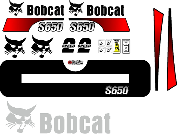 Bobcat S650 Replacement Decal Sticker Kit – Curved Stripe Style